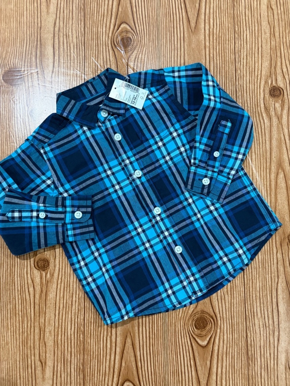 7/$20 The Children’s Place Blue Plaid Long Sleeve Button Up Cotton Shirt